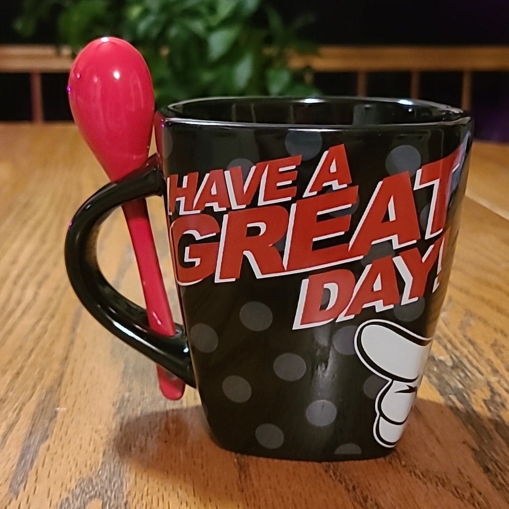 Disney Black & Red Mickey Mouse Ceramic Mug with Spoon - Picture 3 of 8
